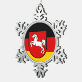 Vlag van Nedersaksen Snowflake Pewter Kerstmis of Tin Sneeuwvlok Ornament (Rechts)