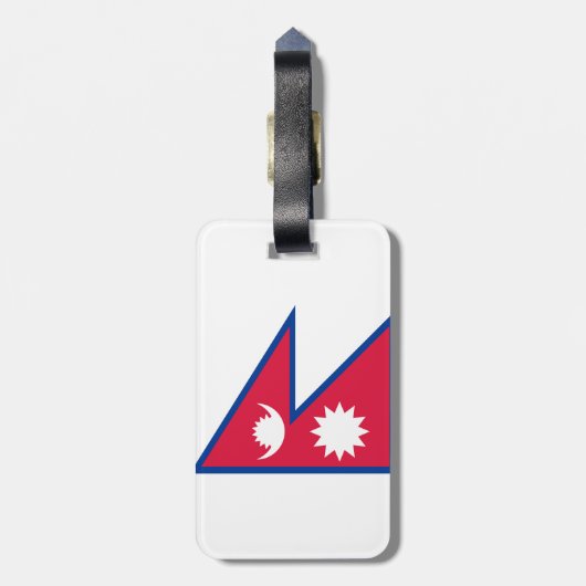 Vlag van Nepal Bagagelabel met lederriem (Achterkant verticaal)
