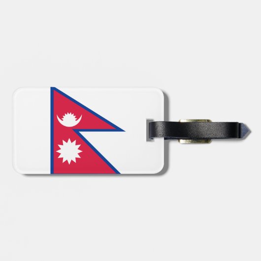 Vlag van Nepal Bagagelabel met lederriem (Achterkant horizontaal)