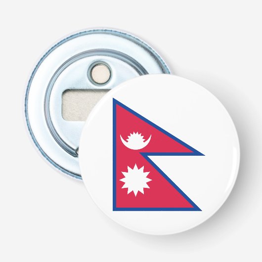 Vlag van Nepal Button Flesopener (Voorkant)