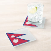 Vlag van Nepal Glazen Onderzetter (Schuin)