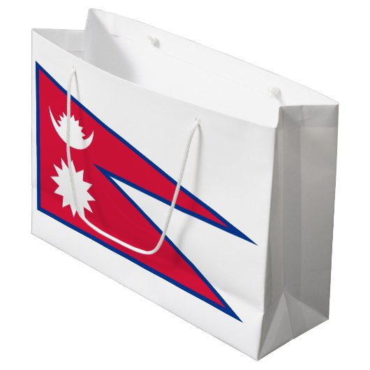 Vlag van Nepal Groot Cadeauzakje (Voorkant Gekanteld)