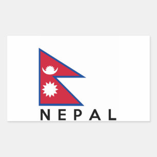 vlag van nepal land naam tekst rechthoekige sticker
