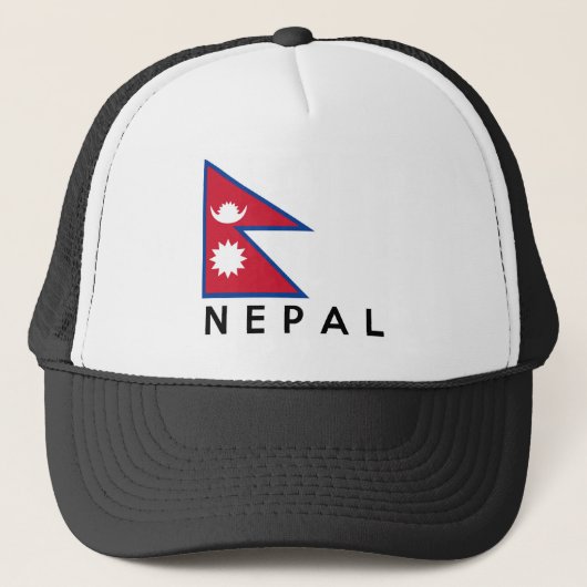 vlag van nepal land naam tekst trucker pet (Voorkant)