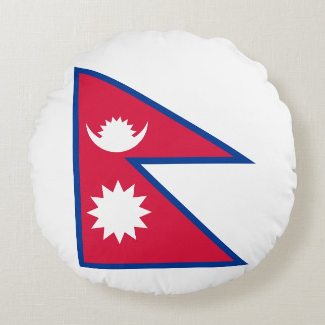 Vlag van Nepal Rond Kussen (Voorkant)