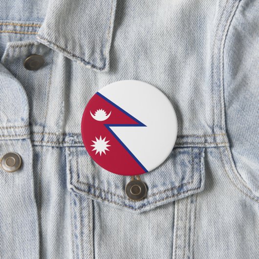 Vlag van Nepal Ronde Button 7,6 Cm (In situ)