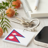 Vlag van Nepal Sleutelhanger (Voorkant Rechts)