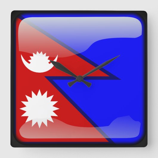 Vlag van Nepal Vierkante Klok (Voorkant)