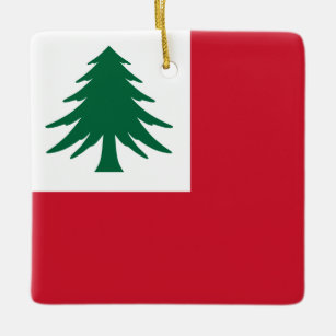 Vlag van New England (alleen pijnhout) Keramisch Ornament