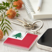 Vlag van New England (alleen pijnhout) - niet-offi Sleutelhanger (Voorkant Rechts)