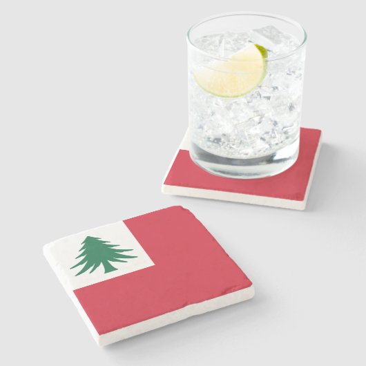 Vlag van New England (alleen pijnhout) - niet-offi Stenen Onderzetter (Zijkant)