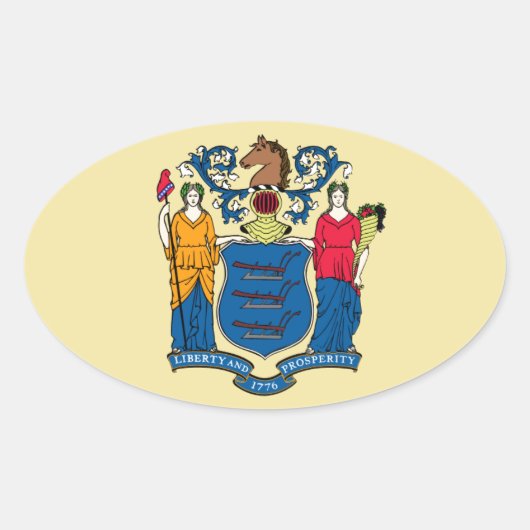 Vlag van New Jersey Ovale Sticker (Voorkant)