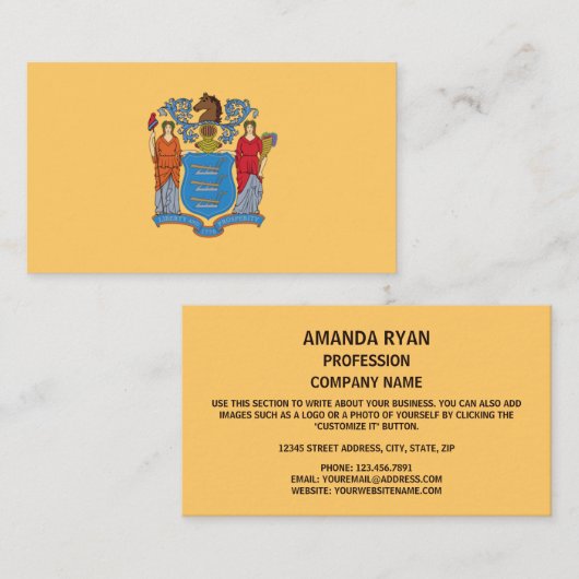 Vlag van New Jersey Vlag van New Jersey Visitekaartje (Voorkant / Achterkant)