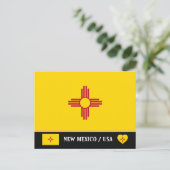 Vlag van New Mexico & New Mexico Staat USA /Amerik Briefkaart (Staand voorkant)