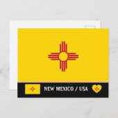 Vlag van New Mexico & New Mexico Staat USA /Amerik Briefkaart (Voorkant / Achterkant)