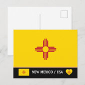 Vlag van New Mexico & Staat New Mexico USA /Amerik Briefkaart (Voorkant / Achterkant)