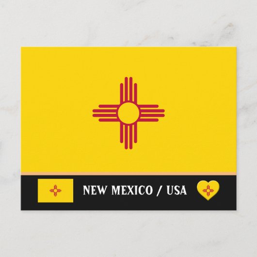 Vlag van New Mexico & Staat New Mexico USA /Amerik Briefkaart (Voorkant)