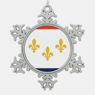 Vlag van New Orleans, Louisiana Sneeuwvlok Keramie Tin Sneeuwvlok Ornament