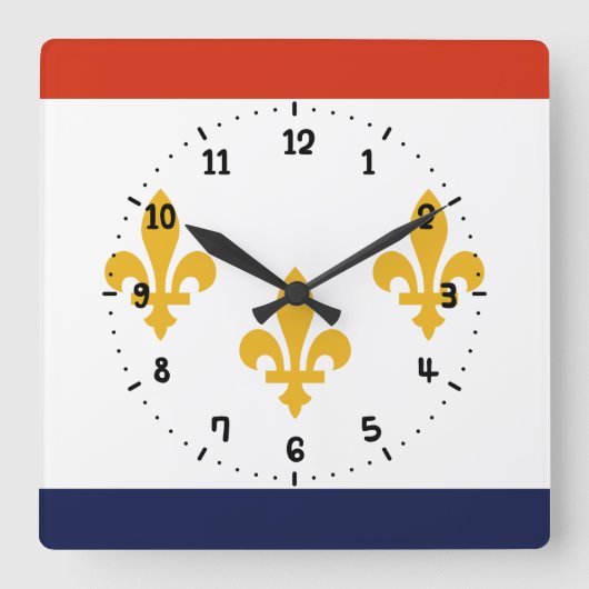 Vlag van New Orleans, Louisiana Square Wall Clock Vierkante Klok (Voorkant)