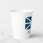 Vlag van Newfoundland, voorzien van een etiket Papieren Bekers (Rechts)