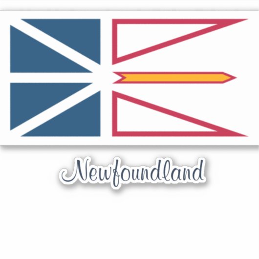 Vlag van Newfoundland, voorzien van een etiket Sticker (Voorkant)