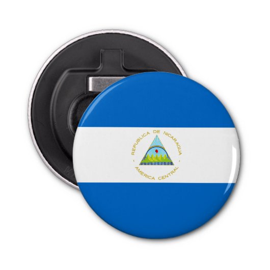 vlag van Nicaragua Button Flesopener (Voorkant)
