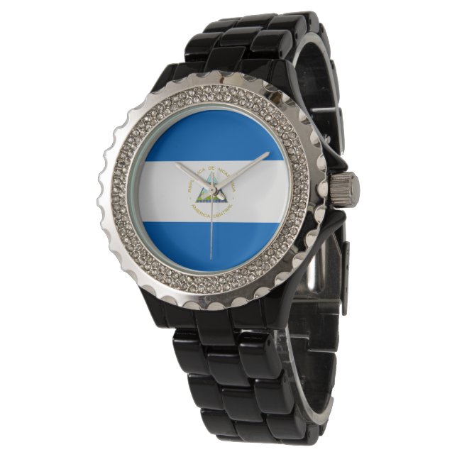 vlag van Nicaragua Horloge (Gekanteld)