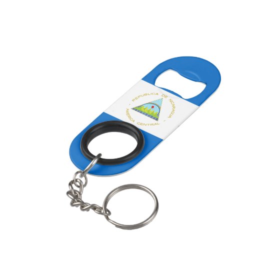 vlag van Nicaragua Mini Flessenopener (Achterkant Gekanteld)