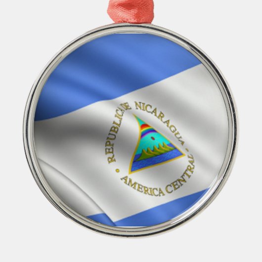 Vlag van Nicaragua Premium Round Ornament (Voorkant)