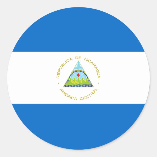 vlag van Nicaragua Ronde Sticker (Voorkant)
