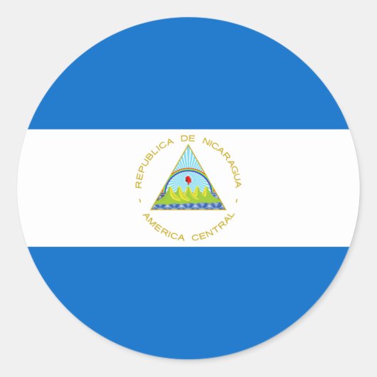 Vlag van Nicaragua Ronde Sticker (Voorkant)