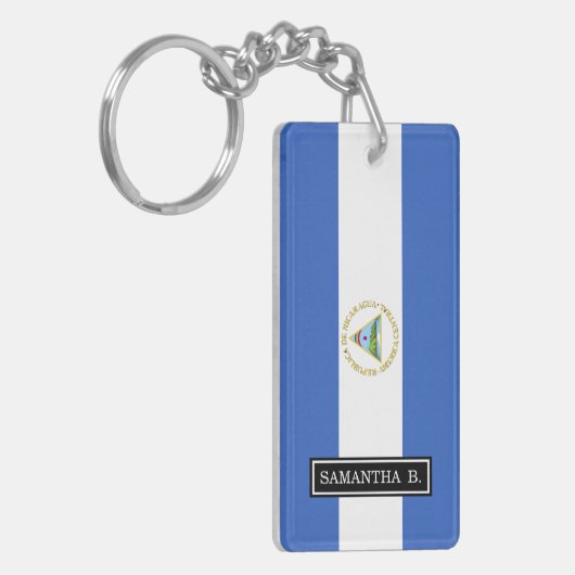 Vlag van Nicaragua Sleutelhanger (Voorkant Links)