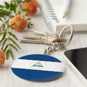 Vlag van Nicaragua Sleutelhanger (Zijkant)