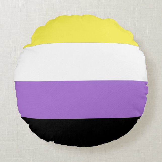 Vlag van niet-binaire Pride Rond Kussen (Voorkant)