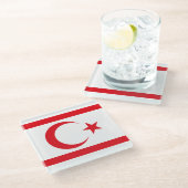 vlag van Noord-Cyprus Glazen Onderzetter (Schuin)