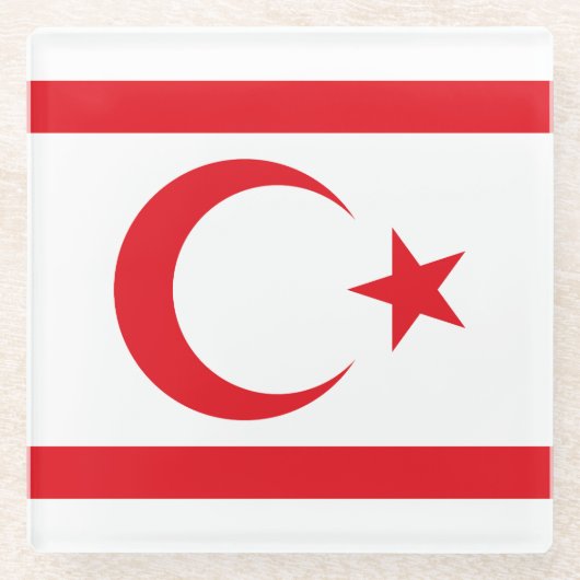 vlag van Noord-Cyprus Glazen Onderzetter (Voorkant)