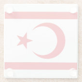 vlag van Noord-Cyprus Glazen Onderzetter (Achterkant)