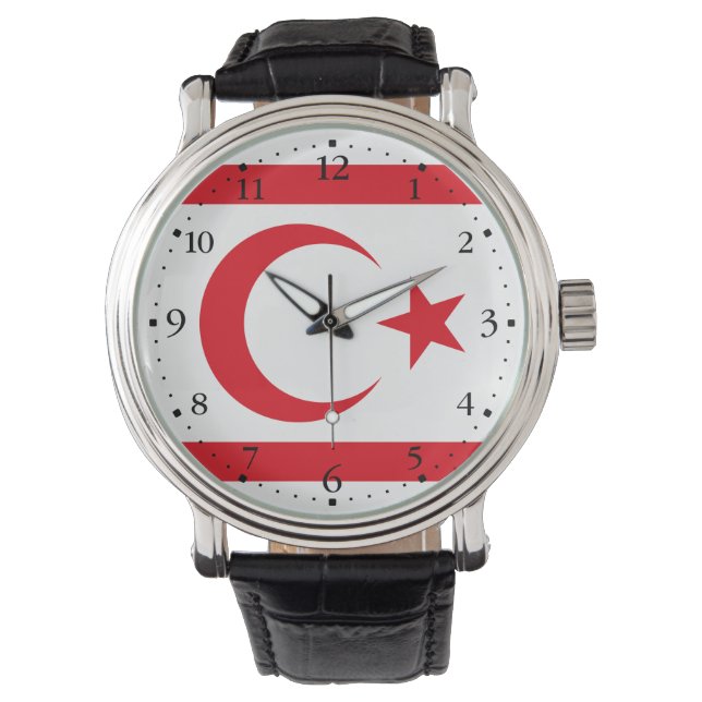 Vlag van Noord-Cyprus Horloge (Voorkant)