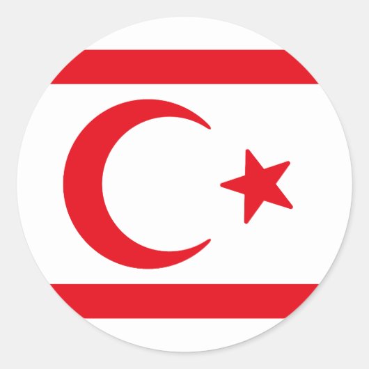 Vlag van Noord-Cyprus Ronde Sticker (Voorkant)