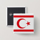 vlag van Noord-Cyprus Vierkante Button 5,1 Cm (Voorkant /achterkant)