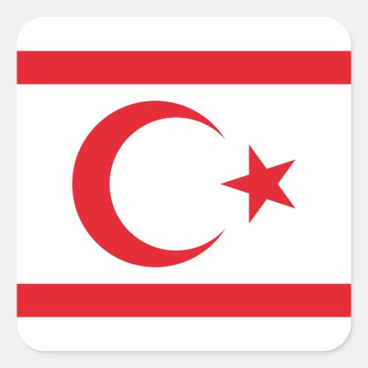 Vlag van Noord-Cyprus Vierkante Sticker (Voorkant)