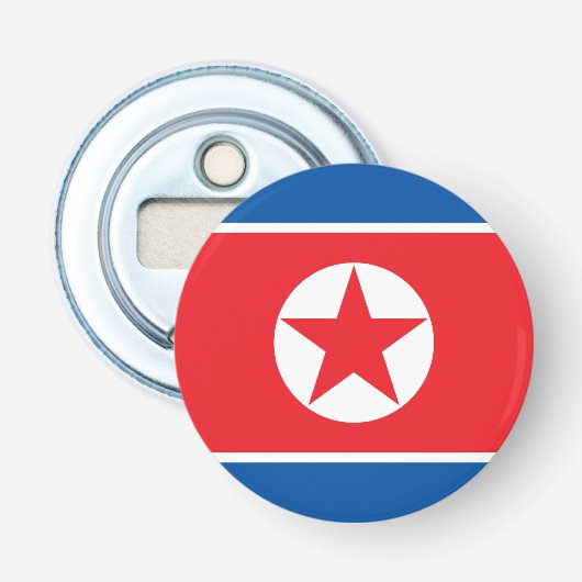 Vlag van Noord-Korea Button Flesopener (Voorkant)