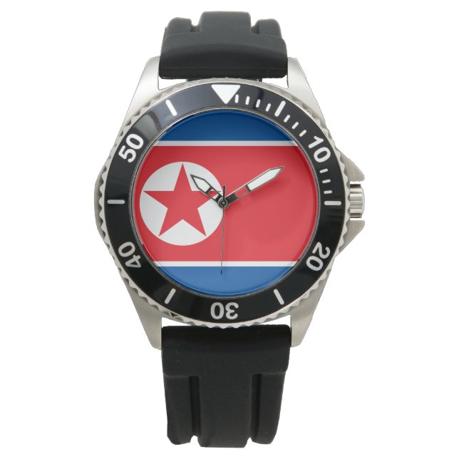 Vlag van Noord-Korea (DVK) Horloge (Voorkant)