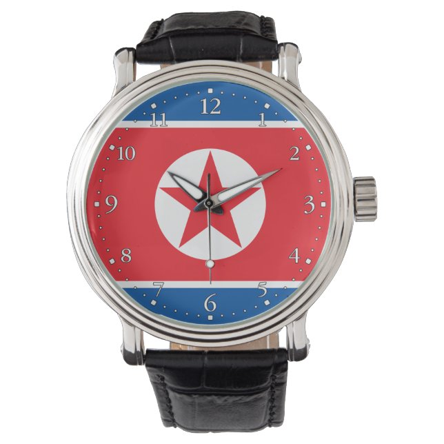 Vlag van Noord-Korea Horloge (Voorkant)