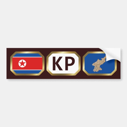 Vlag van Noord-Korea Landkaart Code bumpersticker (Voorkant)
