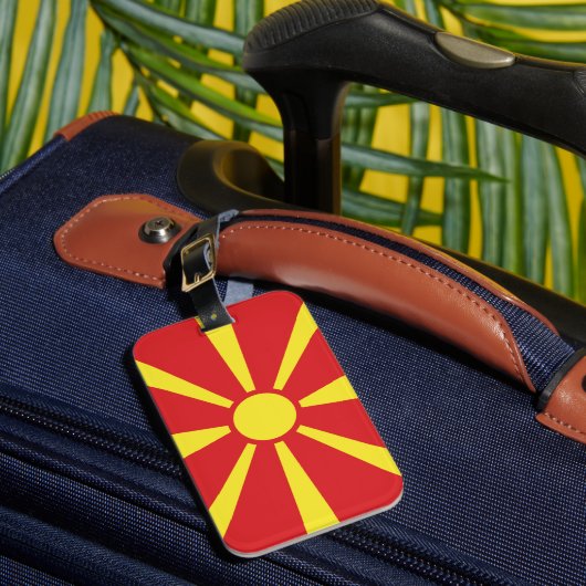 Vlag van Noord-Macedonië Bagagelabel (Voorkant Insitu 1)