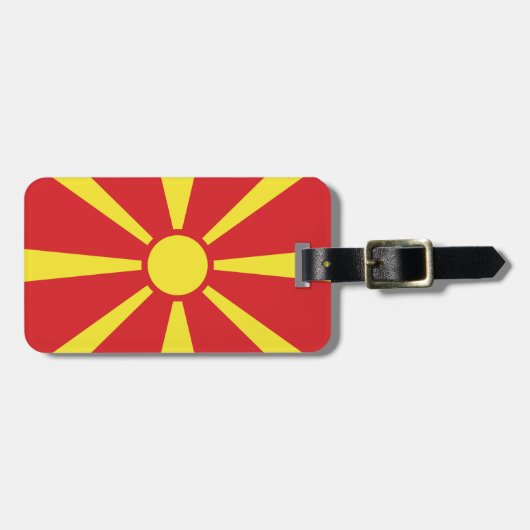 Vlag van Noord-Macedonië Bagagelabel (Voorkant horizontaal)