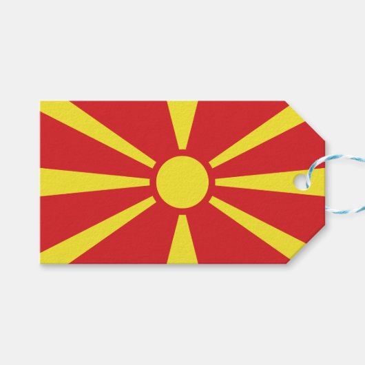 Vlag van Noord-Macedonië Cadeaulabel (Voorkant (Horizontaal))