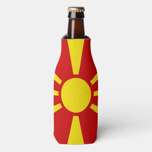 Vlag van Noord-Macedonië Flesjeskoeler (Fles Voorkant)