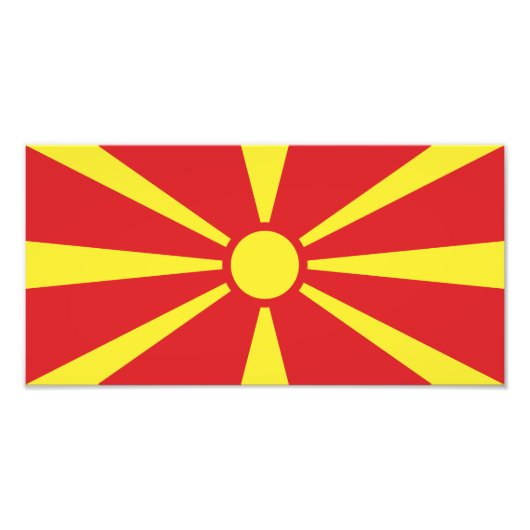 Vlag van Noord-Macedonië Foto Afdruk (Voorkant)